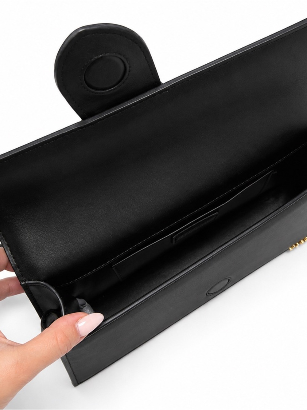 Jacquemus Black Leather Strap Wallet Clutch with Gold Logo - Picture 2 of 3